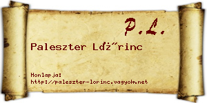 Paleszter Lőrinc névjegykártya